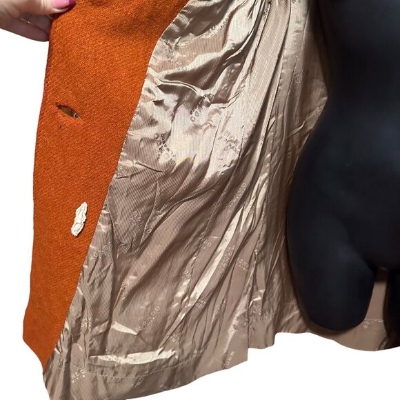 Mondo Di Marco 1970s Vintage Womens Wool Blazer Jacket Medium Orange Retro Lined - Picture 15 of 16